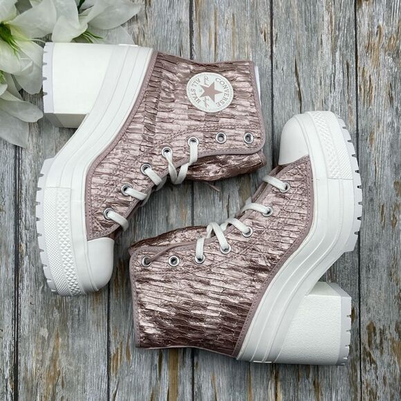Converse Chuck 70 De Luxe Heel Hightop Satin Boots Shoes SneakersSize 7.5 - Picture 2 of 16